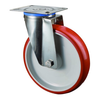 BS Rollen Roulette pivotante, diamètre 200 mm H100.L26 200 kg Acier inoxydable