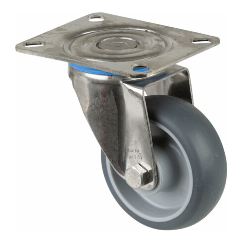 BS Rollen Roulette pivotante, diamètre 80 mm H100.L43 60 kg acier inoxydable