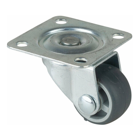 BS Rollen Roulette pivotante F26, avec plaque, diamètre 25, L 13mm 15kg, caoutchouc