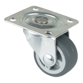 BS Rollen Roulette pivotante F26, avec plaque, diamètre 30, L 14mm 20kg, caoutchouc