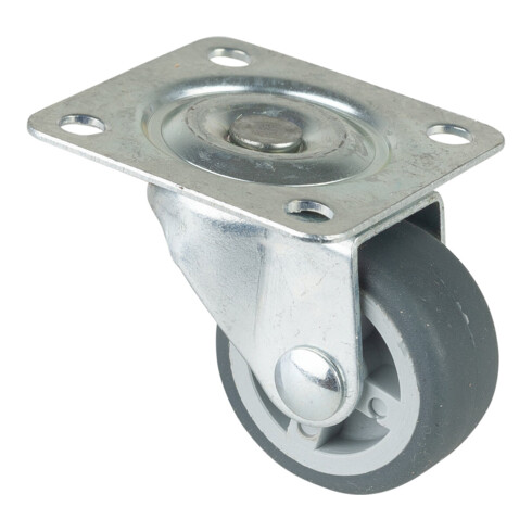 BS Rollen Roulette pivotante F26, avec plaque, diamètre 30, L 14mm 20kg, caoutchouc