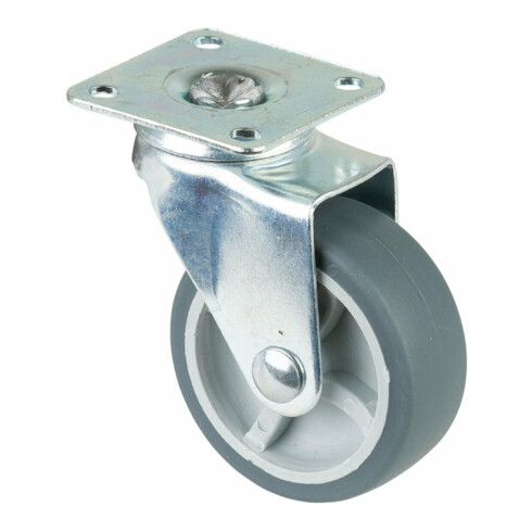 BS Rollen Roulette pivotante F26, avec plaque, diamètre 50, L 18 mm, 40 kg, caoutchouc