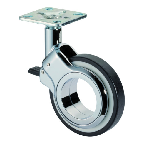 BS Rollen Roulette pivotante F381 avec frein Roue Ø 75mm Polyuréthane noir