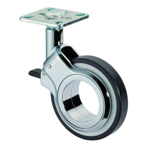 BS Rollen Roulette pivotante F381 avec frein Roue Ø 75mm Polyuréthane noir