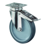 BS Rollen Roulette pivotante G120.A80 avec frein total avec plaque, Ø 125, L 28mm 70kg, caoutchouc-1