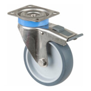 BS Rollen Roulette pivotante G120.A80 avec frein total avec platine, Ø 100 L 28mm, 60kg, caoutchouc-1