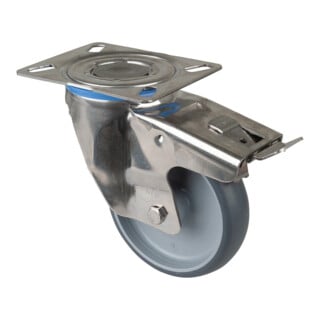 BS Rollen Roulette pivotante H120.I43 avec frein Roue Ø 125 mm 125 kg Acier inoxydable