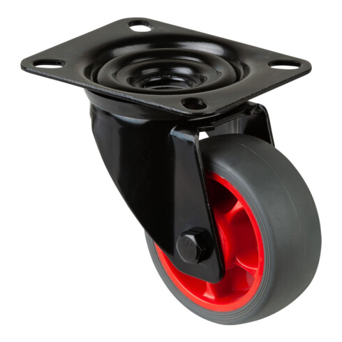 BS Rollen Roulette pivotante L800.B44.081.03 avec plaque, Ø 80 L 32mm, 100kg TPR