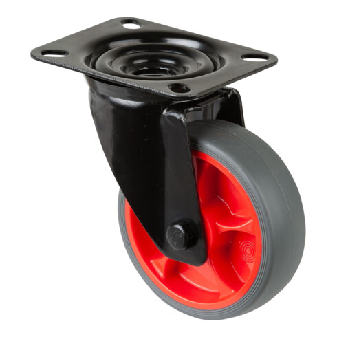 BS Rollen Roulette pivotante L800.B44.101.03 avec plaque, Ø 100 L 32mm, 110kg TPR