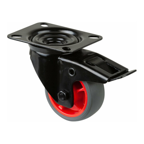 BS Rollen Roulette pivotante L820.B44.081.03 avec plaque, Ø 80 L 32mm, 100kg TPR