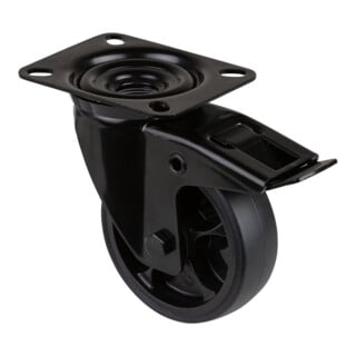 BS Rollen Roulette pivotante L820.B44.101.06 avec plaque, Ø 100 L 32mm, 110kg TPR