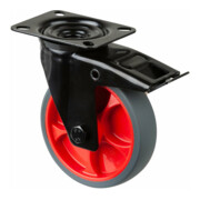 BS Rollen Roulette pivotante L820.B44.126.03 avec plaque, Ø 125 L 32mm, 120kg TPR