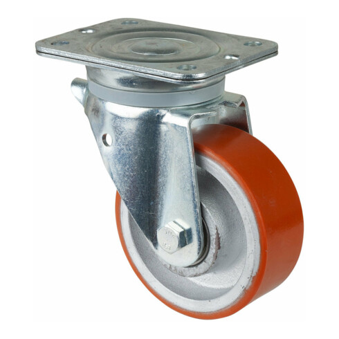 BS Rollen Roulette pivotante N100.C10, avec plaque, diamètre 125, L 50mm 550kg, polyuréthane moulé