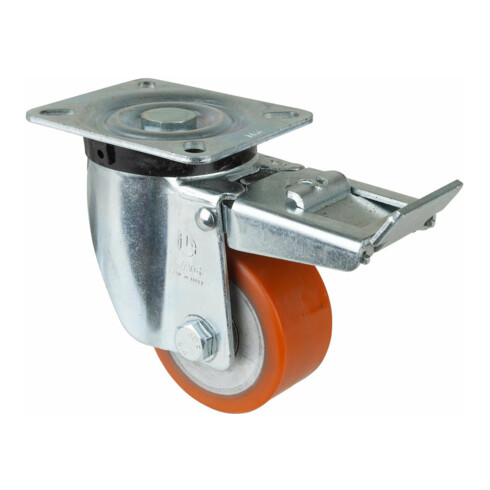 BS Rollen Roulette pivotante N120.B90, avec frein, avec plaque, Ø 80, L 40 mm