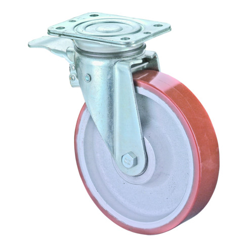 BS Rollen Roulette pivotante N120.C10, charge totale, avec plaque, Ø 200, L 50 mm