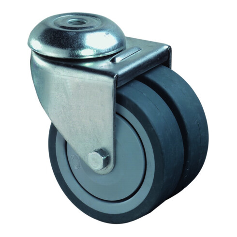 BS Rollen Roulettes doubles sans blocage, diamètre 75 mm caoutchouc, B101.A85