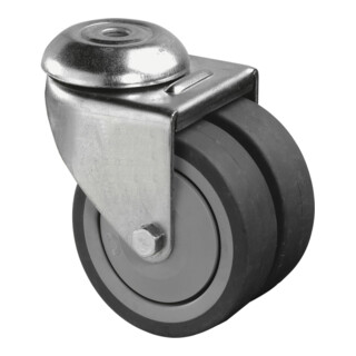 BS Rollen Roulettes doubles sans blocage, diamètre 75 mm caoutchouc, B101.A85