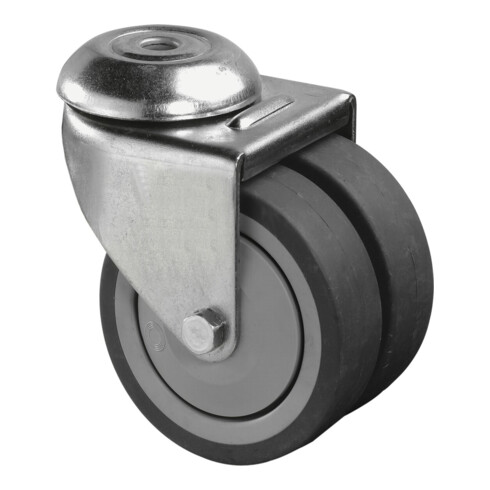 BS Rollen Roulettes doubles sans blocage, diamètre 75 mm caoutchouc, B101.A85