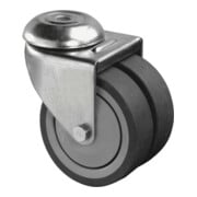 BS Rollen Roulettes doubles sans blocage, diamètre 75 mm caoutchouc, B101.A85
