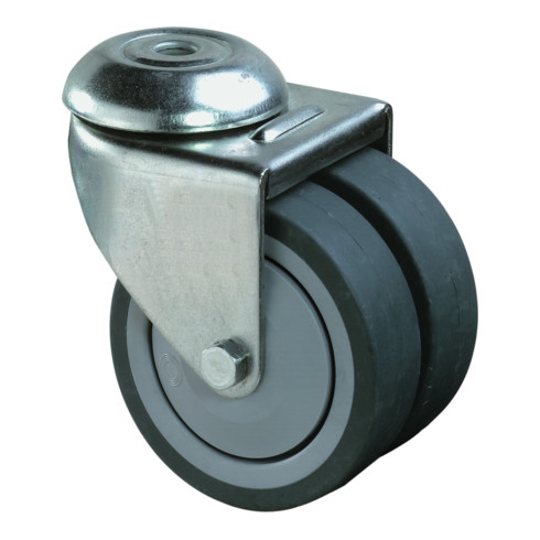 BS Rollen Roulettes doubles sans blocage, diamètre 75 mm caoutchouc, B101.A85