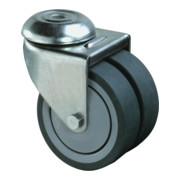 BS Rollen Roulettes doubles sans blocage, diamètre 75 mm caoutchouc, B101.A85