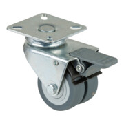 Bs Rollen Apparecchio a doppia ruota con dispositivo bloccaggio totale, in gomma