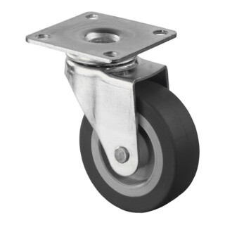 Bs Rollen Ruota girevole Ø50mm, capacità 40kg, con pannello in gomma, grigio