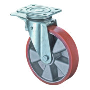 Bs Rollen Ruota girevole con dispositivo di bloccaggio Ø150mm, portata 550kg, cerchio in PU fuso, piastra 138x110mm,