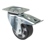 BS Schwerlastlenkrolle mit Feststeller, Elastic-Vollgummirad, stabiles Stahlblechgehäuse, verzinkt chromatiert