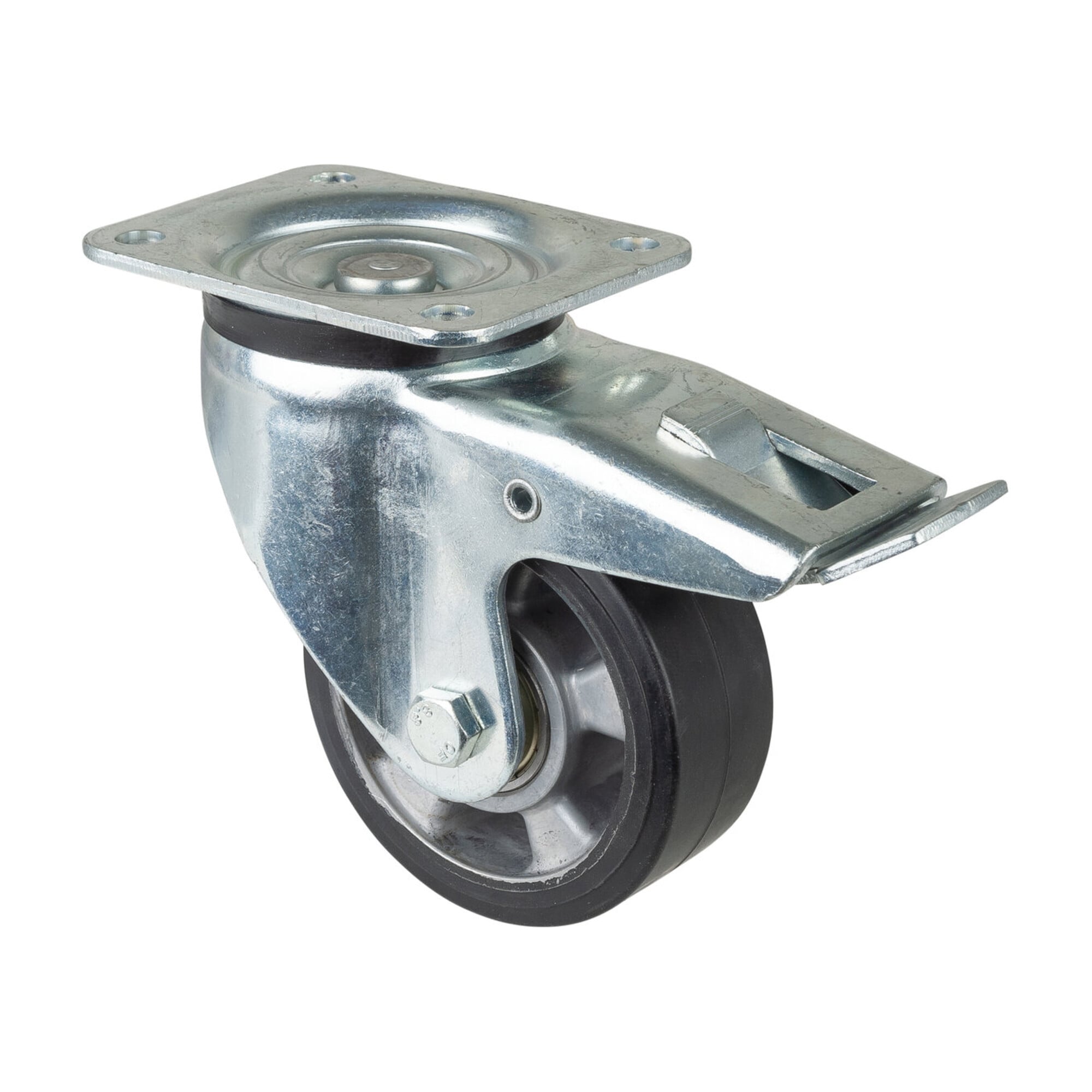 BS Rollen Schwerlast-Lenkrolle D.125mm Trgf.200kg m.Feststeller Gum.135mm 110mm