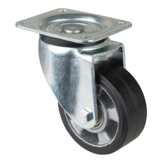 BS Schwerlastrolle, Elastik-Reifen schwarz, Radkörper Aluminium, Kugellager