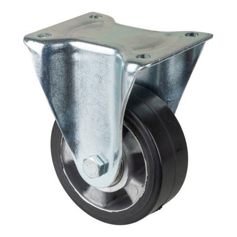 BS Rollen Schwerlastrolle Bockrolle, Elastik-Reifen schwarz, Aluminiumfelge, Kugellager