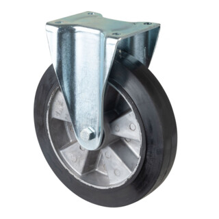 BS Rollen Schwerlastrolle Bockrolle, Elastik-Reifen schwarz, Aluminiumfelge, Kugellager