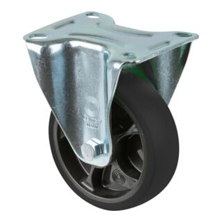 BS Roue pivotante 100 mm L400.B44 plaque caoutchouc noir