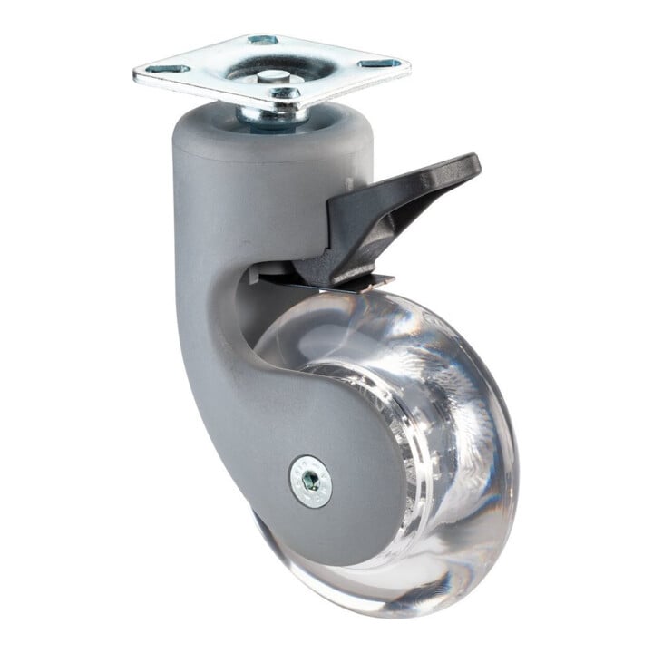 BS Roue pivotante F311 avec frein, roue Ø 75 mm, plastique incolore