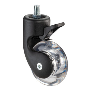 BS Roue pivotante F321 avec frein Roue Ø 75 mm Plastique incolore