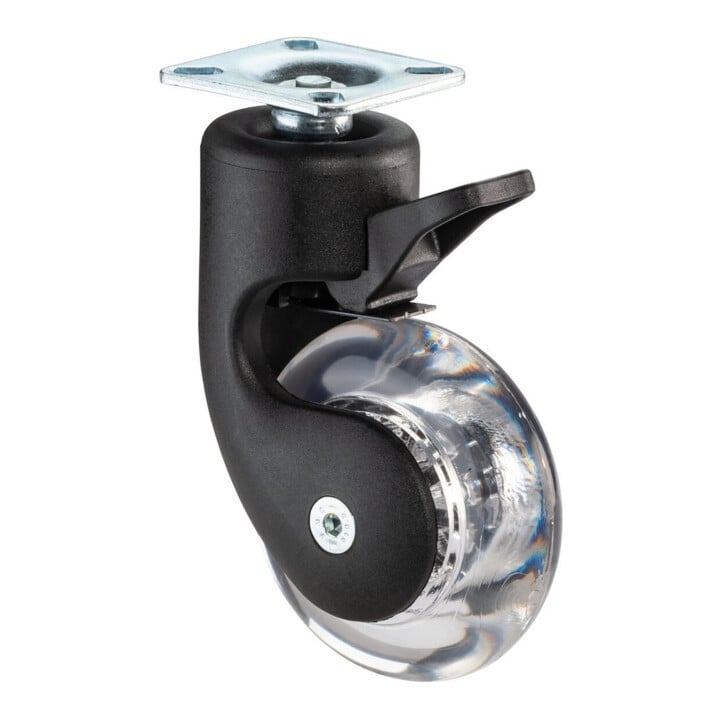BS Roue pivotante F321 plastique Ø 75 mm avec frein incolore