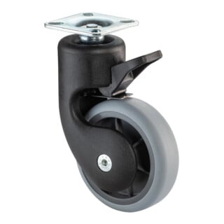 BS Roue pivotante F323 avec frein Ø 75 mm TPR gris