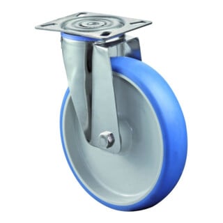 BS Roue pivotante H100.I32 Roue en acier inoxydable Ø 200 mm 200 kg bleu Polyuréthane
