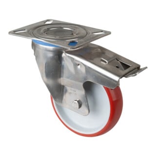 BS Roue pivotante H120.I26 avec frein Roue Ø 125 mm 180 kg Inox