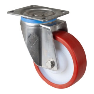 BS Roue pivotante HS100.B27 Ø 150 mm 450 kg Acier inoxydable Polyuréthane rouge