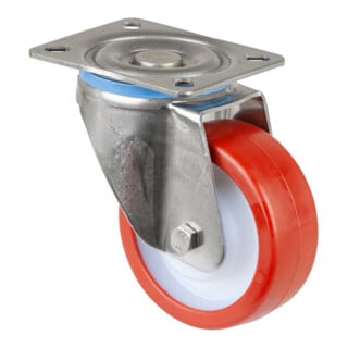 BS Roue pivotante HS100.B28 Ø 100 mm I 40 mm 300 kg Polyuréthane rouge