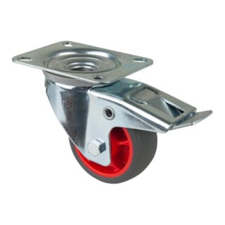 BS Roue pivotante L420.B44.03 avec frein total, roue Ø 80 mm, 100 kg, acier galvanisé
