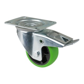 BS Roue pivotante L420.B44.04 avec frein total, roue Ø 80 mm, 100 kg, acier galvanisé