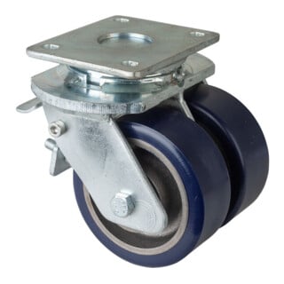 BS Roue pivotante Roue double S120.C11 Frein Ø 125 mm Fonte polyuréthane