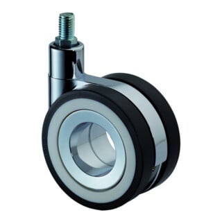 BS Roulettes Double roulette F370 Roue Ø 75 mm Polyuréthane sans bloqueur