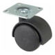 BS roulettes doubles en plastique F75 40 noir avec plaque en plastique-1