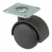 BS roulettes doubles en plastique F75 40 noir avec plaque en plastique