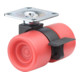 BS roulettes plastique double roulettes avec frein charge maxi. 60 kg rouge-1