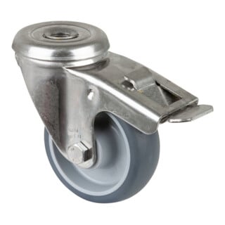BS Roulettes Roulette pivotante H121.I43 Totalbloqueur Ø 80 mm 60 kg Acier inoxydable